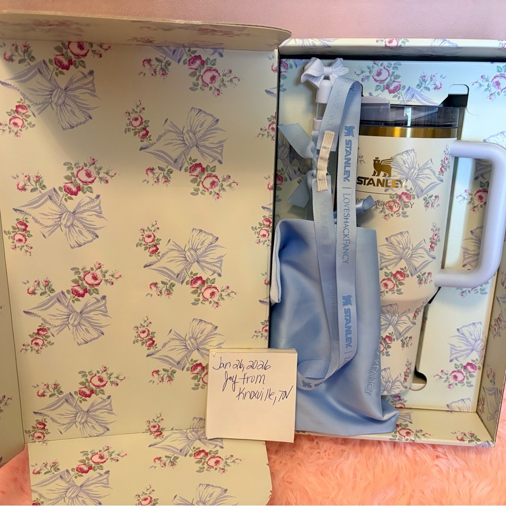 Love Shack Fancy Stanley Collaboration. RARE Light Blue Tumbler with Handle